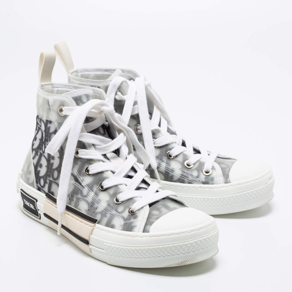 商品[二手商品] Dior|Dior White/Grey Mesh, PVC, Rubber and Oblique Canvas B23 High-Top Sneakers Size 37.5,价格¥6011,第6张图片详细描述