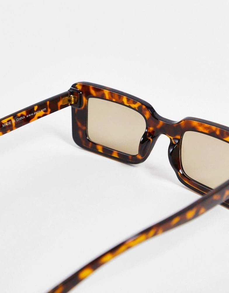 商品ASOS|ASOS DESIGN frame tramline mid square sunglasses in tort - BROWN,价格¥45,第3张图片详细描述