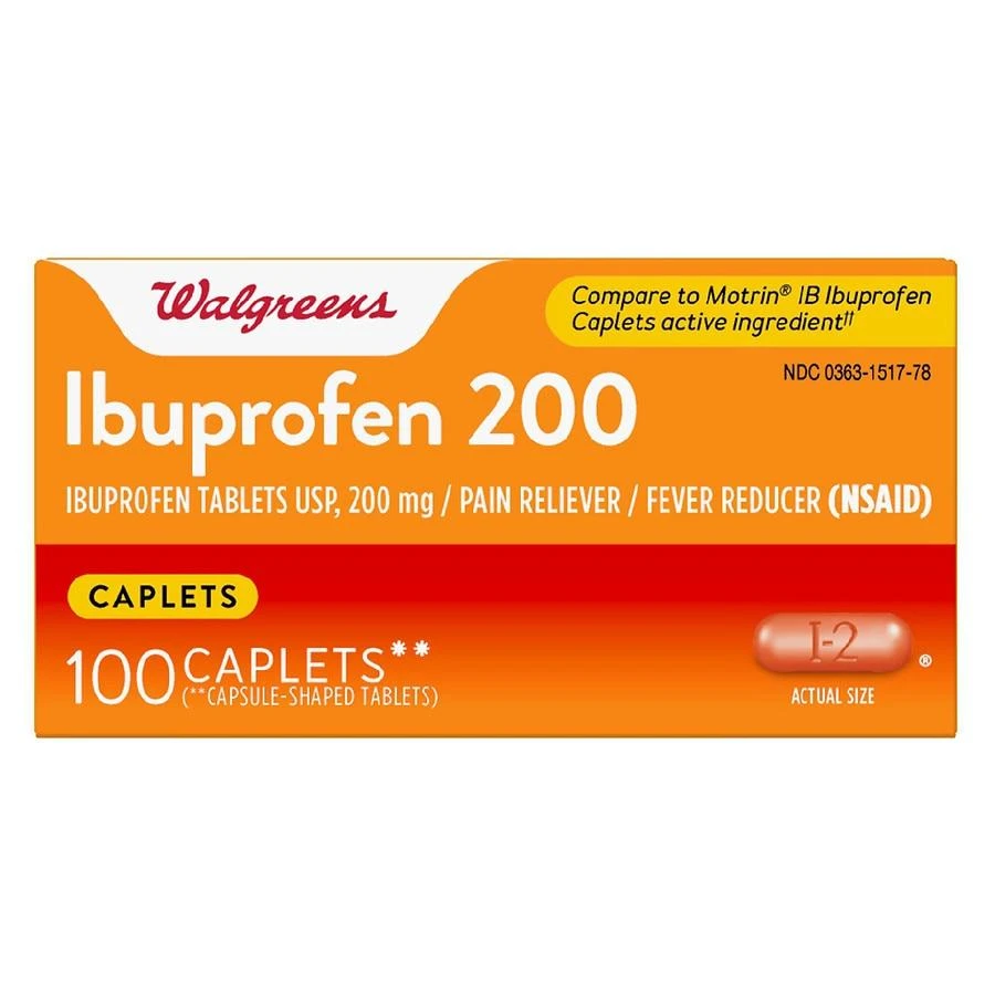 商品Walgreens|Ibuprofen USP, 200 mg Pain Reliever/Fever Reducer, Caplets,价格¥62,第1张图片