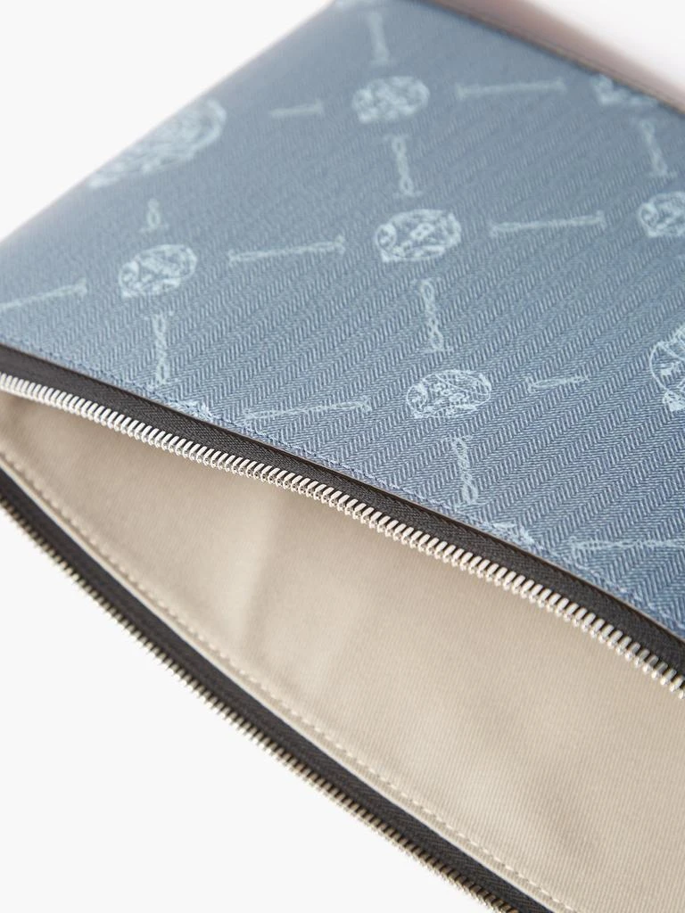 Gino Venezia-leather and crest-print twill pouch 商品