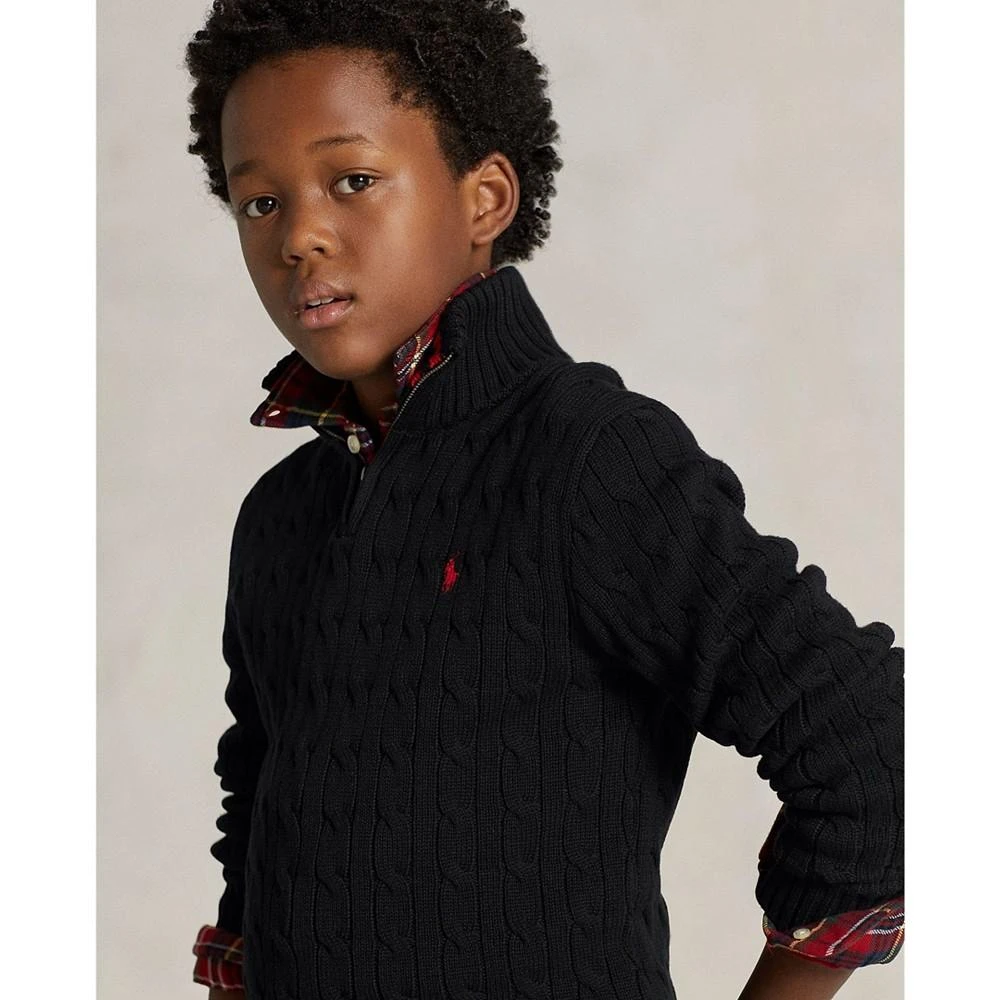 商品Ralph Lauren|Big Boys Cable-Knit Cotton Quarter-Zip Sweater,价格¥638,第4张图片详细描述