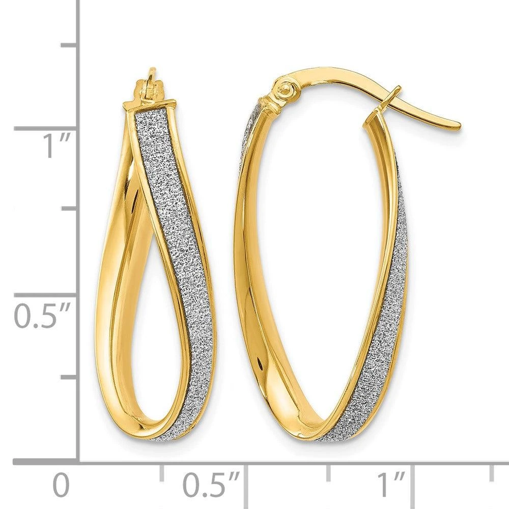 商品Diamond2Deal|14K Yellow Gold Glimmer Infused Oval Twist Hoop Earrings,价格¥6476,第4张图片详细描述