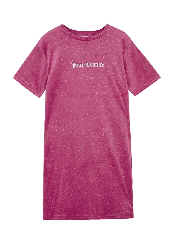 商品Juicy Couture|KIDS Pink logo glittered velour T-shirt dress (9-14 years),价格¥309,第1张图片