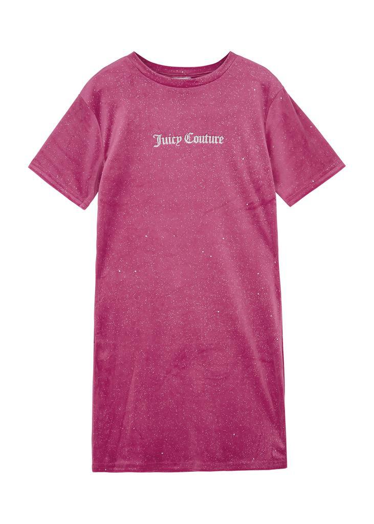 商品Juicy Couture|KIDS Pink logo glittered velour T-shirt dress (9-14 years),价格¥412,第1张图片