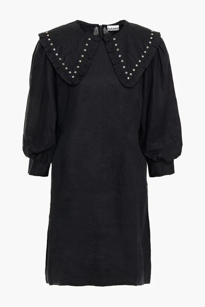 商品Ganni|Ruffle-trimmed studded linen mini dress,价格¥635,第3张图片详细描述