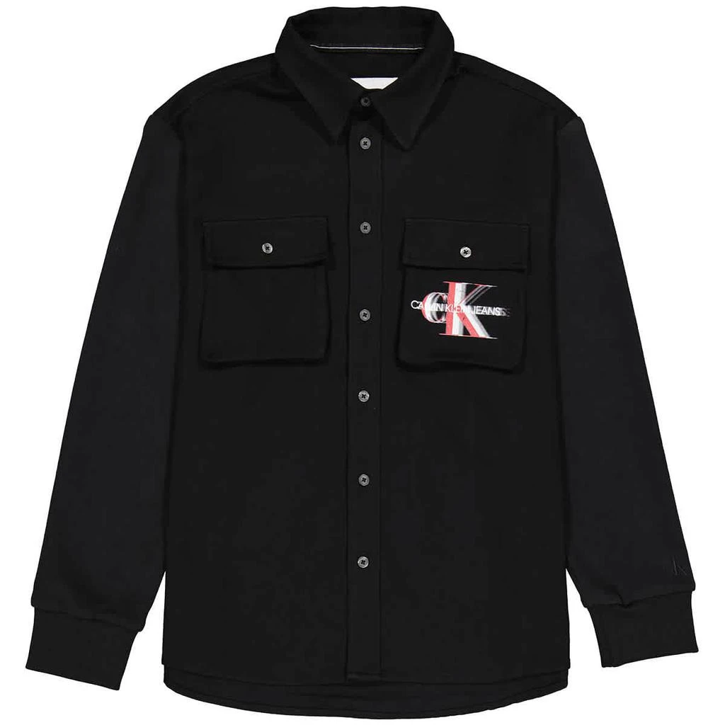 商品Calvin Klein|Men's Black Fleece Hooded Overshirt,价格¥490,第2张图片详细描述