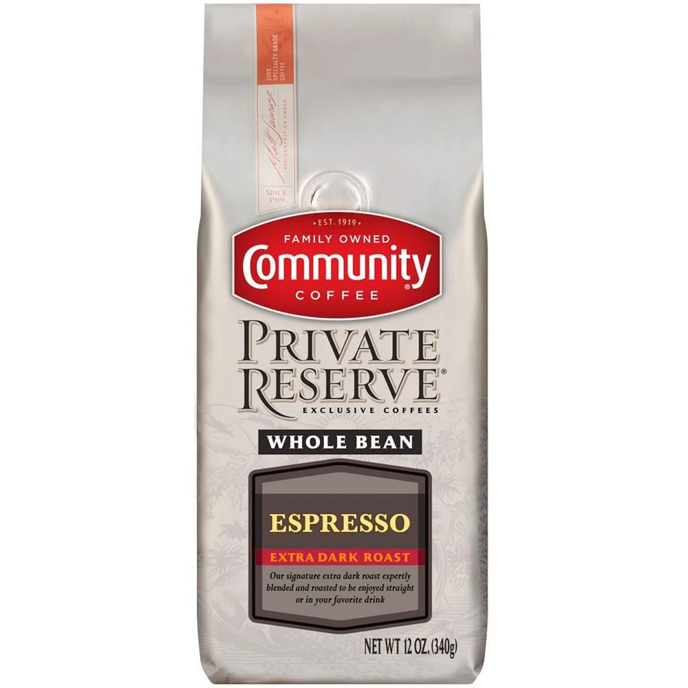 商品Community Coffee|Private Reserve Espresso Extra Dark Roast Specialty-Grade Whole Bean Coffee, 12 Oz - 6 Pack,价格¥651,第2张图片详细描述
