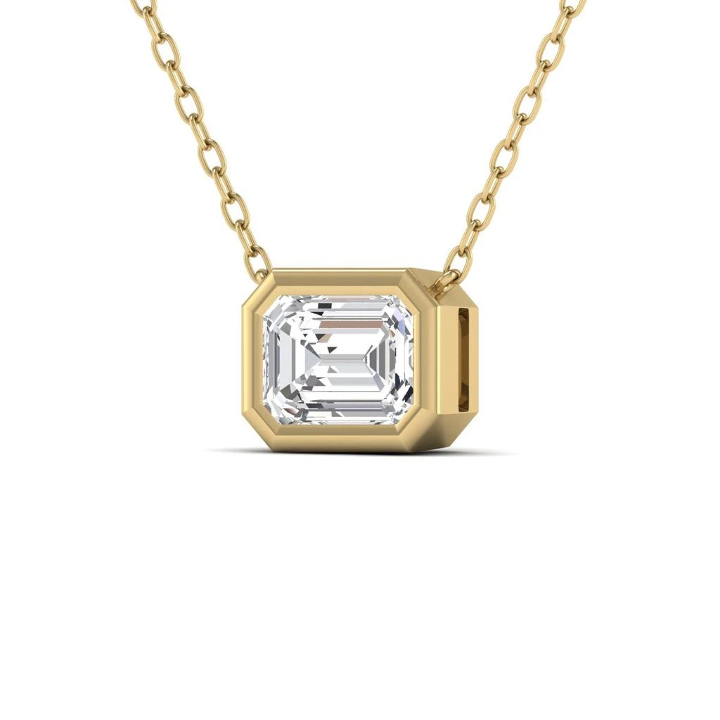 商品Lab Grown Diamonds|Lab Grown 1/2 CTW Emerald Cut Bezel Set Diamond Solitaire Pendant in 14K Yellow Gold,价格¥10095,第2张图片详细描述