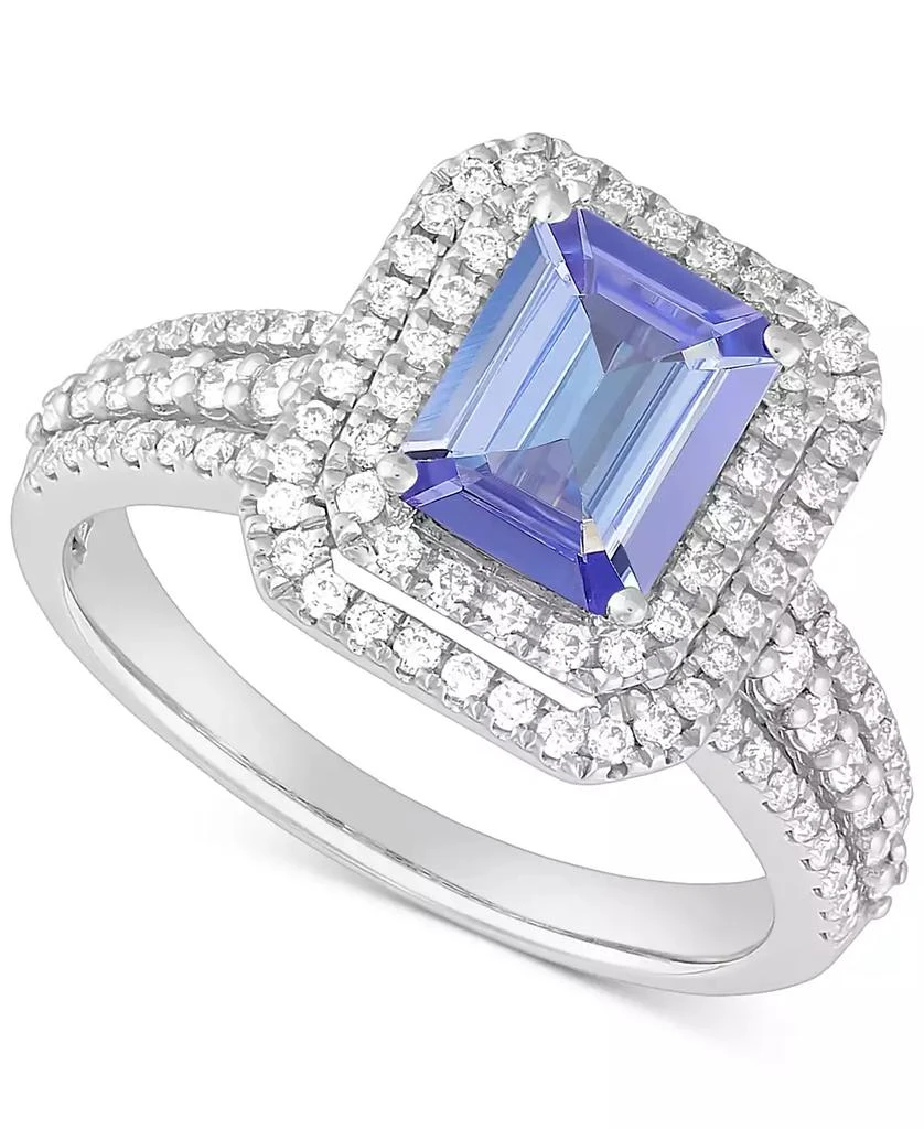 商品Macy's|Tanzanite (1-3/4 ct. t.w.) & Diamond (5/8 ct. t.w.) Double Halo Multirow Ring in 14k White Gold,价格¥34347,第1张图片