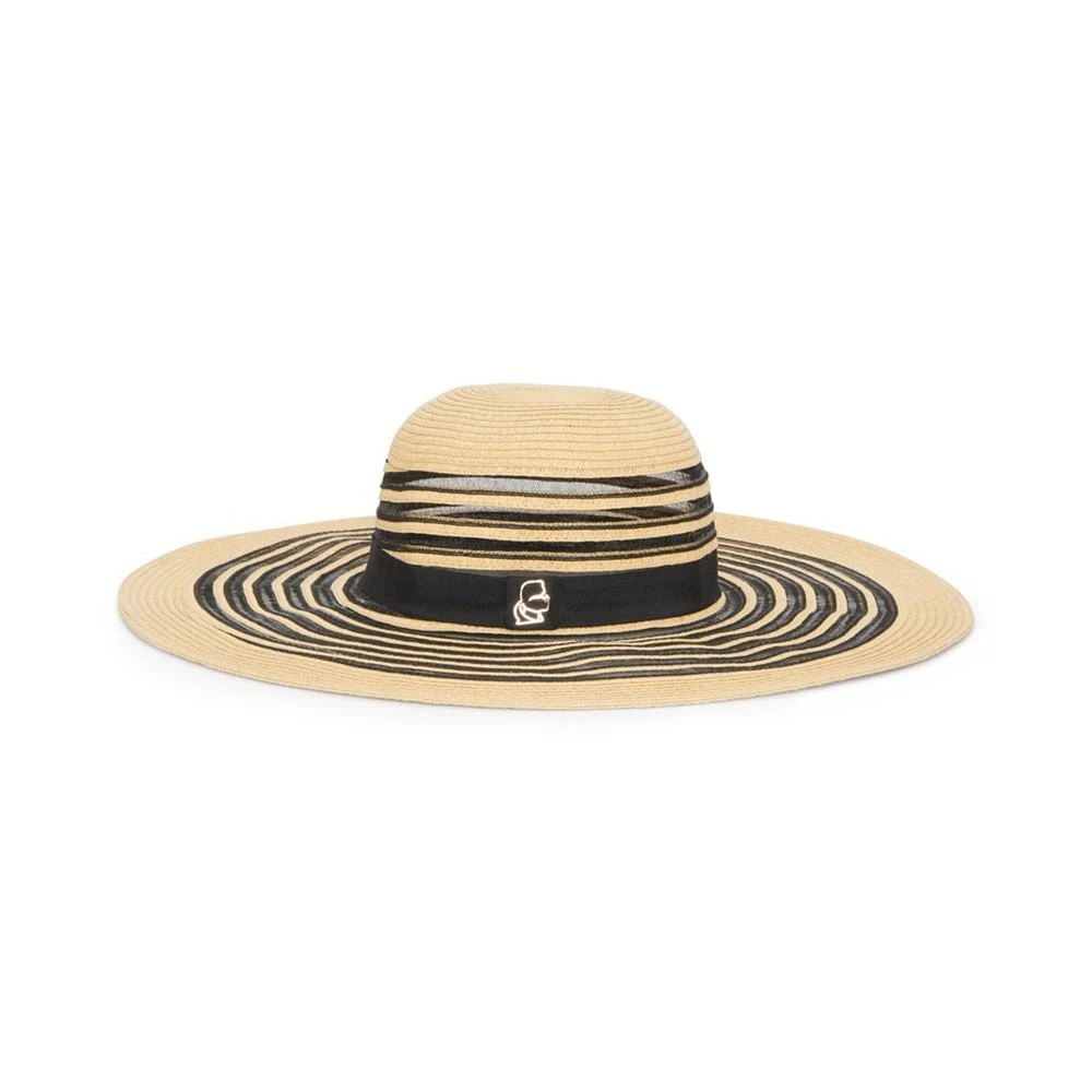 商品Karl Lagerfeld Paris|Karl Lagerfeld Women's Wide Brim Mesh Straw Sun Hat,价格¥519,第1张图片