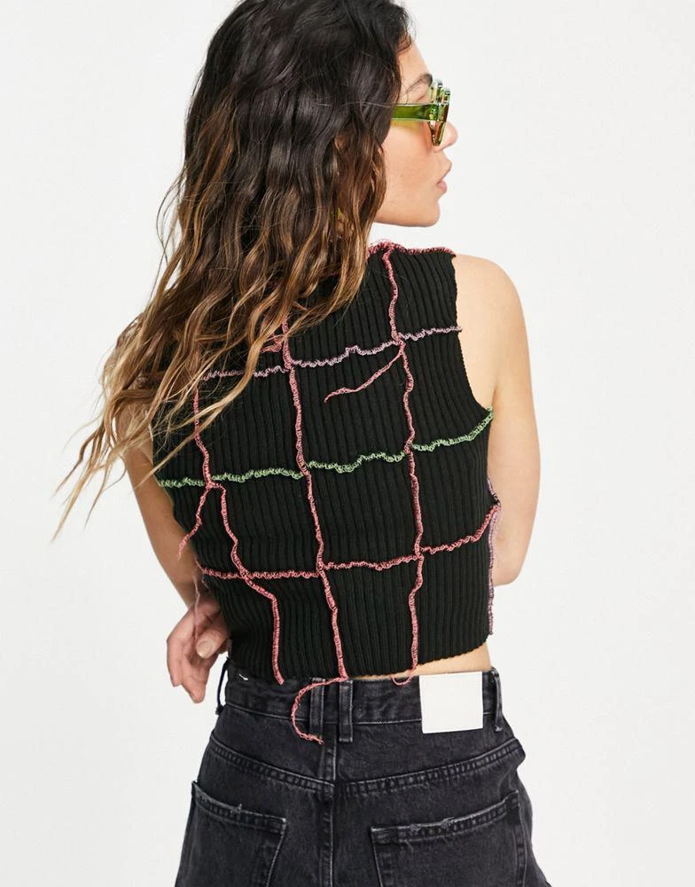 商品The Ragged Priest|The Ragged Priest high neck knitted crop top with overlocking,价格¥239,第2张图片详细描述