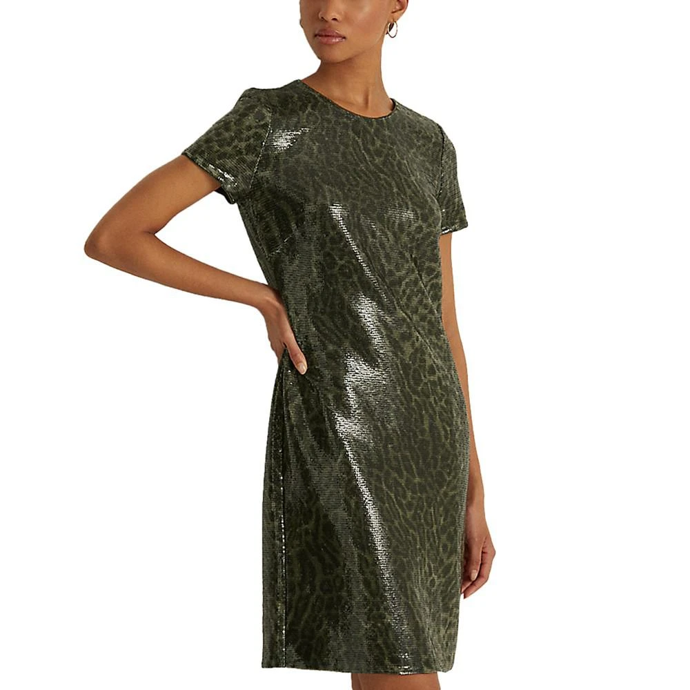 商品Ralph Lauren|Ocelot-Print Sequined Cocktail Dress,价格¥441,第3张图片详细描述