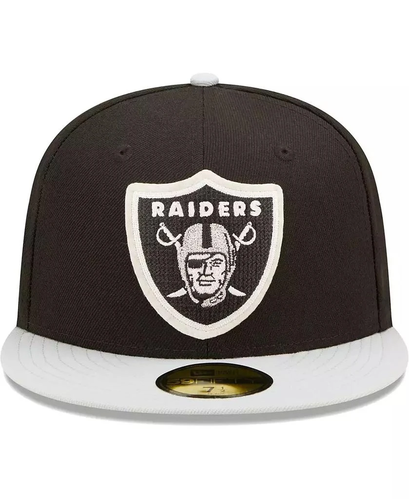 商品New Era|Men's Black, Silver Las Vegas Raiders Super Bowl XVIII Letterman 59FIFTY Fitted Hat,价格¥348,第3张图片详细描述