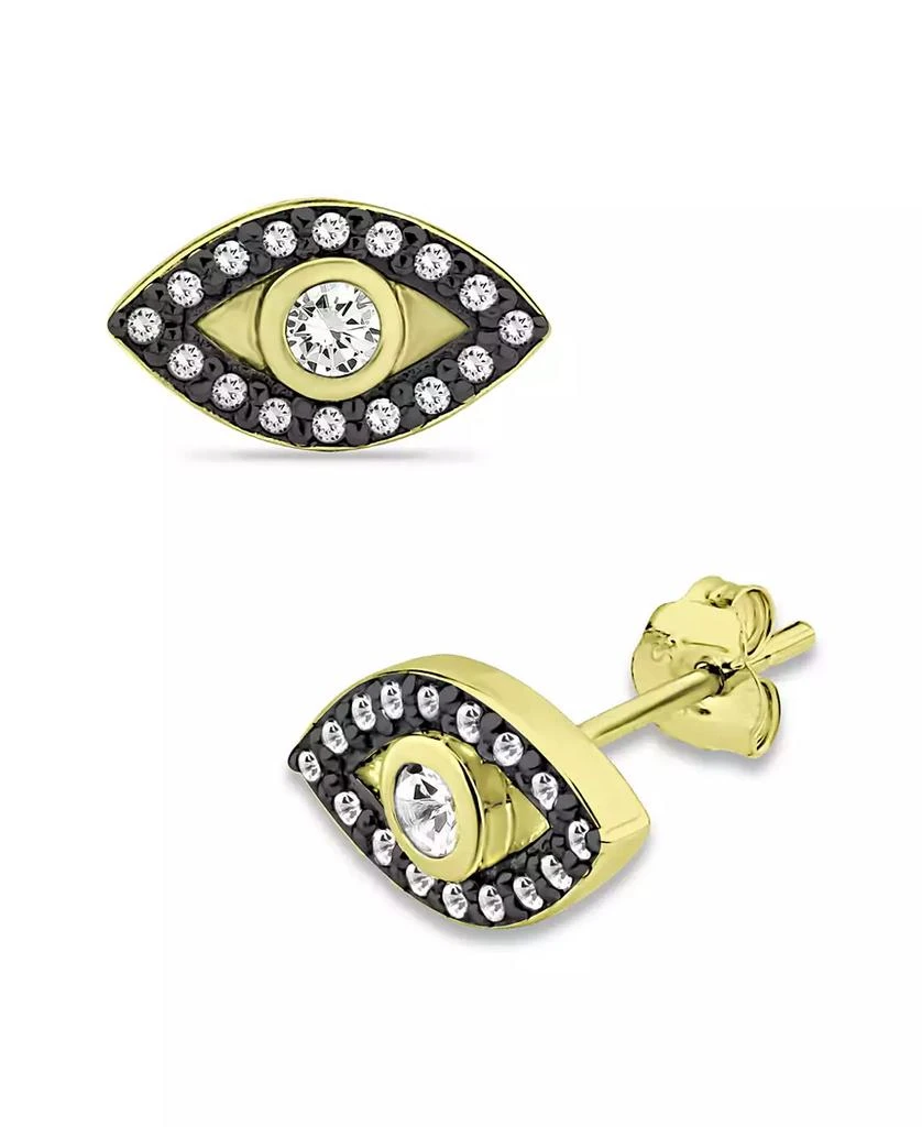 商品Giani Bernini|Cubic Zirconia with Black Rhodium Evil Eye Stud Earrings, 18K Gold over Silver,价格¥104,第2张图片详细描述