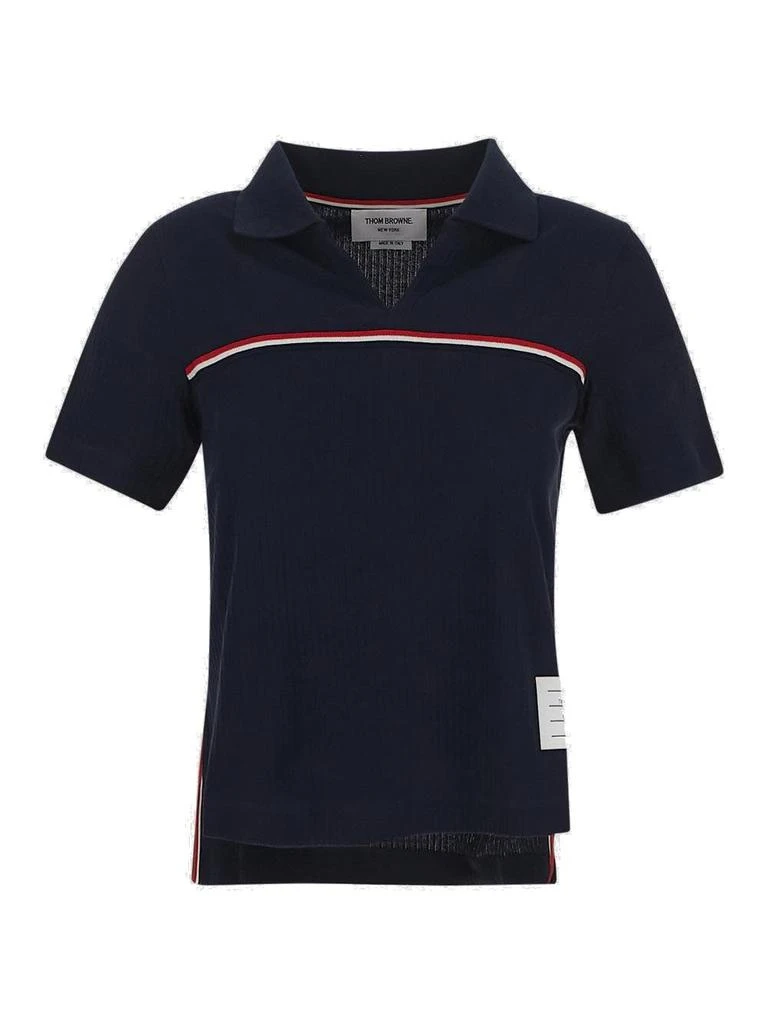 商品Thom Browne|Thom Browne RWB Stripe Detailed Polo Shirt,价格¥3486,第1张图片