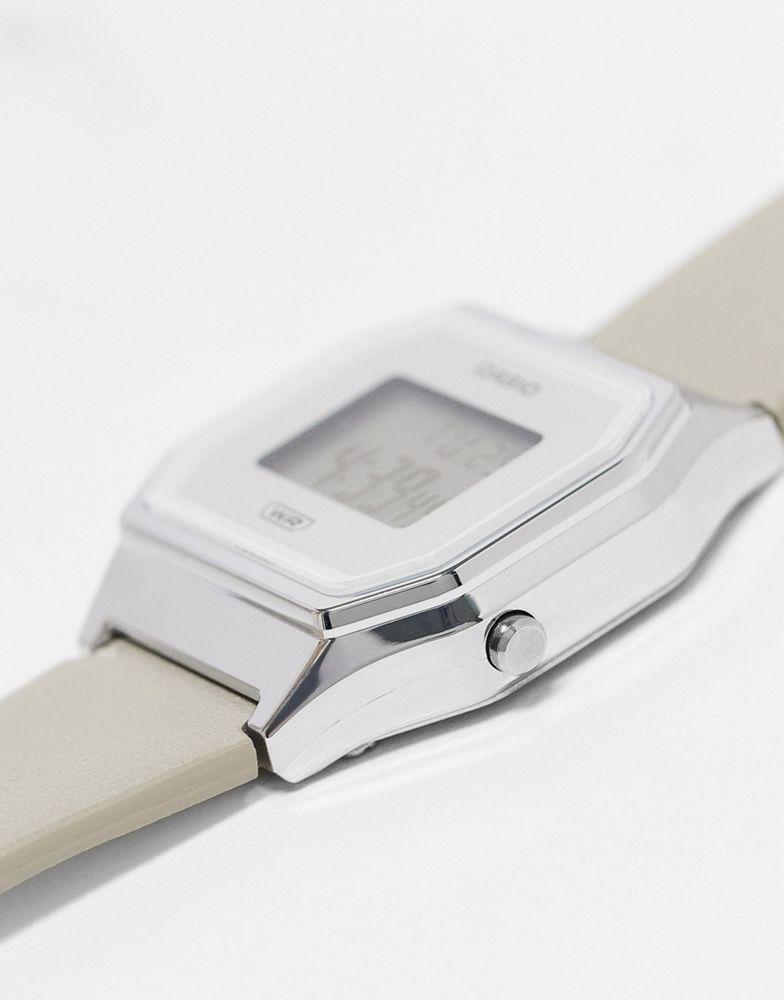 Casio LA680 beige leather band watch in silver商品第3张图片规格展示