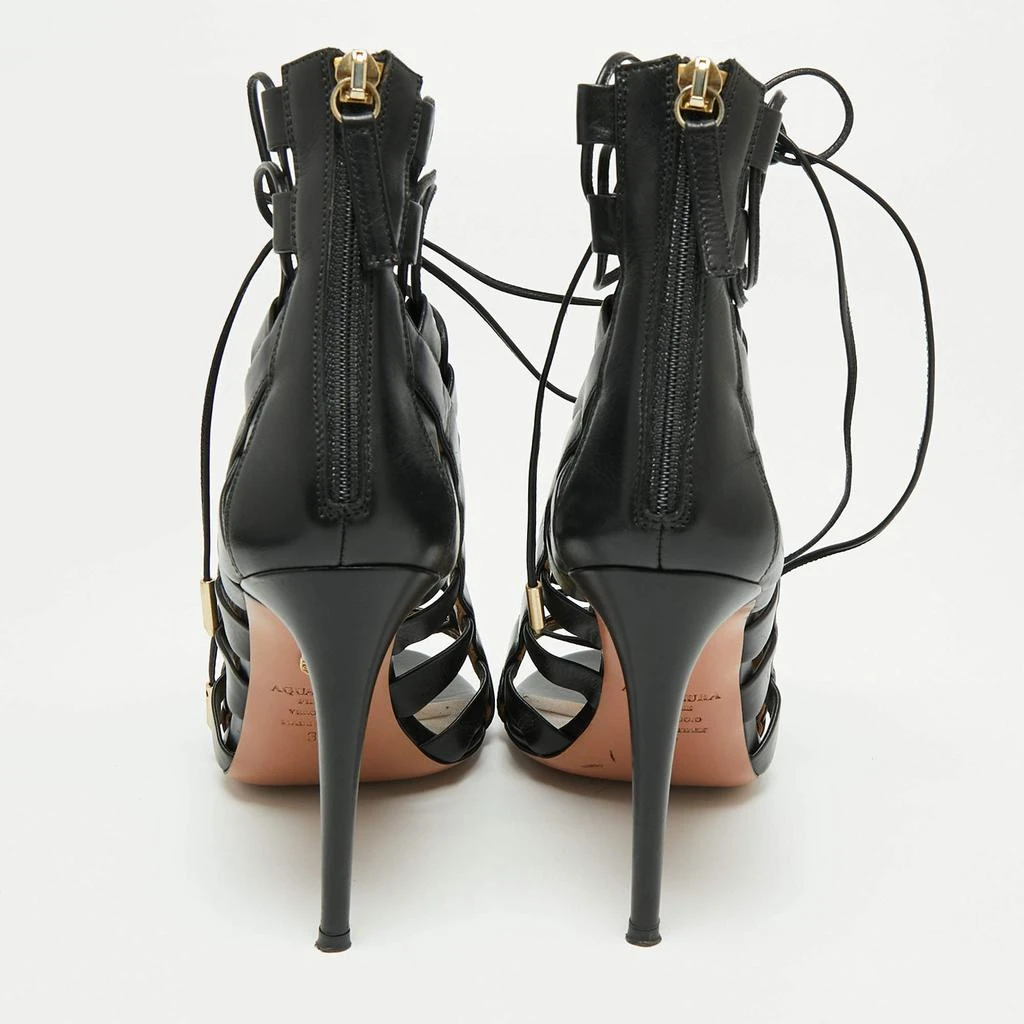 商品[二手商品] Aquazzura|Aquazzura Black Leather Amazon Lace Up Open-Toe Sandals Size 37,价格¥1441,第5张图片详细描述