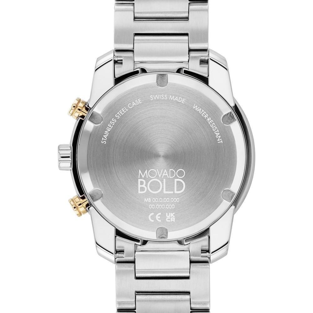 商品Movado|Men's Swiss Chronograph Bold Verso Stainless Steel Bracelet Watch 44mm,价格¥7442,第5张图片详细描述