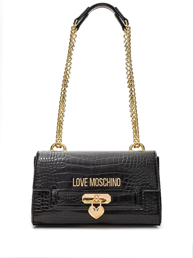 商品Love Moschino|Love Moschino Croco Printed Shoulder Bag with Women's Logo,价格¥1916,第3张图片详细描述