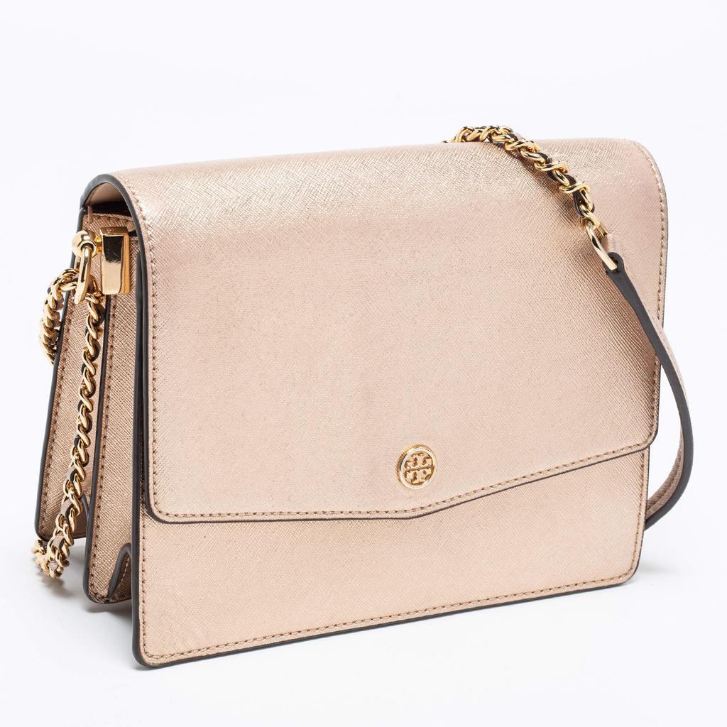 商品[二手商品] Tory Burch|Tory Burch Metallic Rose Gold Leather Robinson Convertible Shoulder Bag,价格¥2036,第5张图片详细描述