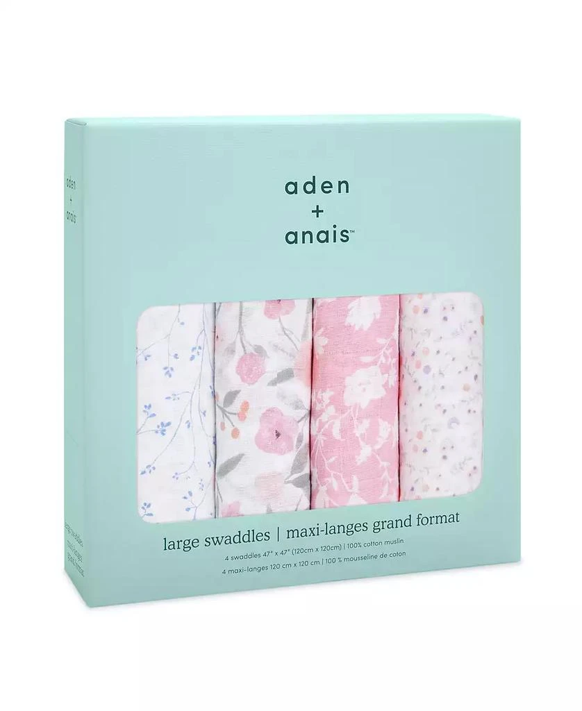 商品aden + anais|Baby Girls Floral Swaddle Blankets, Pack of 4,价格¥411,第3张图片详细描述