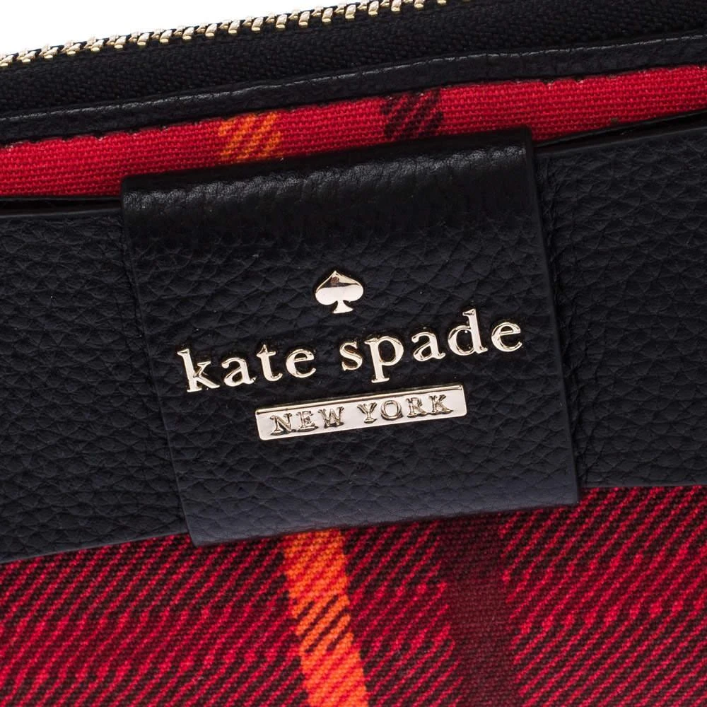 商品[二手商品] Kate Spade|Kate Spade Red/Black Checkered Canvas Julia Street Plaid Nisha Wallet,价格¥758,第5张图片详细描述