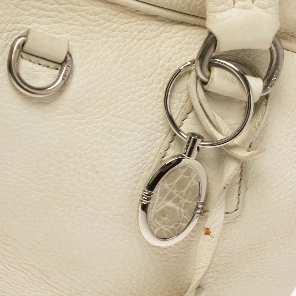 Prada White Vitello Daino Leather Balletto Bag商品第5张图片规格展示