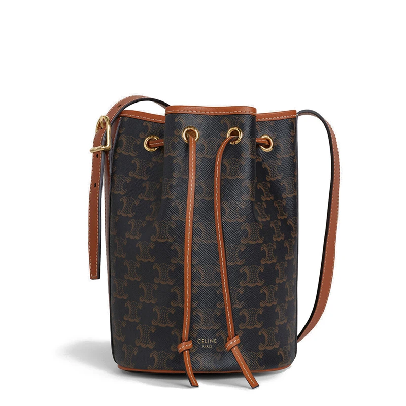 商品Celine|CELINE/赛琳 经典款 TRIOMPHE帆布小号抽绳水桶包单肩包 ,价格¥10873,第1张图片