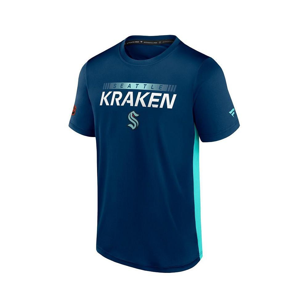 商品Fanatics|Men's Branded Navy and Blue Seattle Kraken Special Edition 2.0 Authentic Pro Tech T-shirt,价格¥323,第4张图片详细描述
