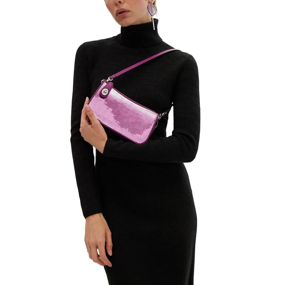 商品Coach|Penn Small Leather Sequined Shoulder Bag,价格¥2222,第5张图片详细描述