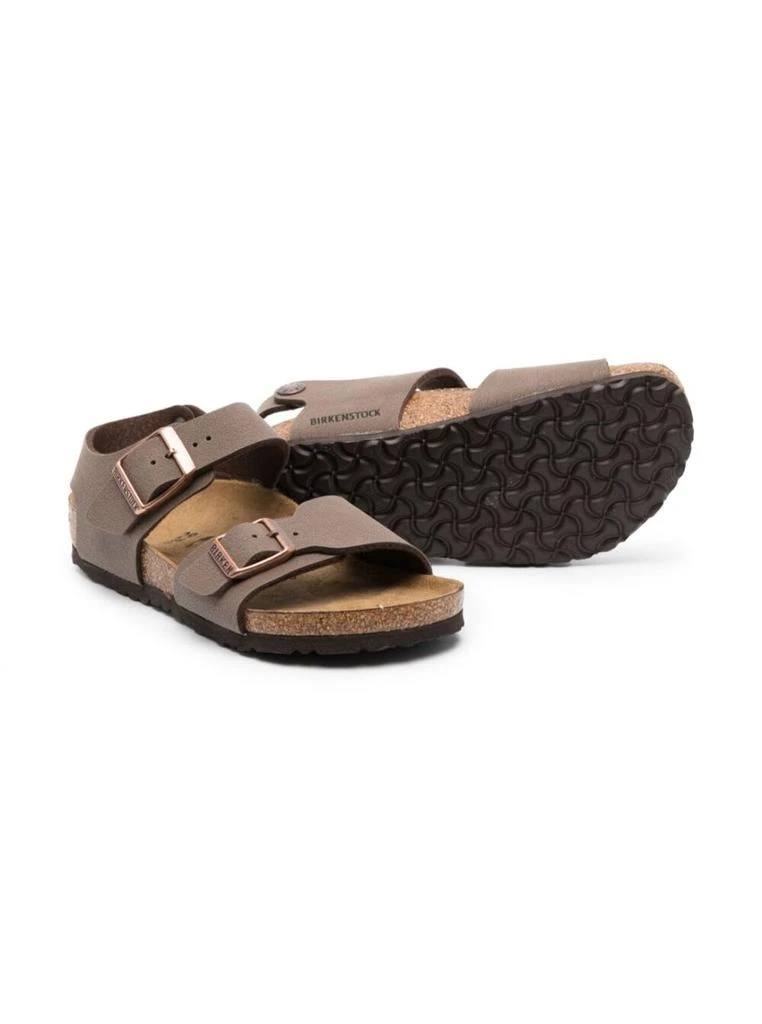 商品Birkenstock|new York Brown Sandals With Double Buckles In Faux Leather Boy,价格¥852,第2张图片详细描述