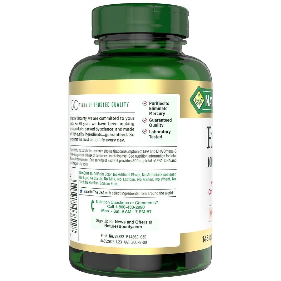 商品Nature's Bounty|Fish Oil With Omega 3 Softgels, 1000 mg,价格¥169,第2张图片详细描述