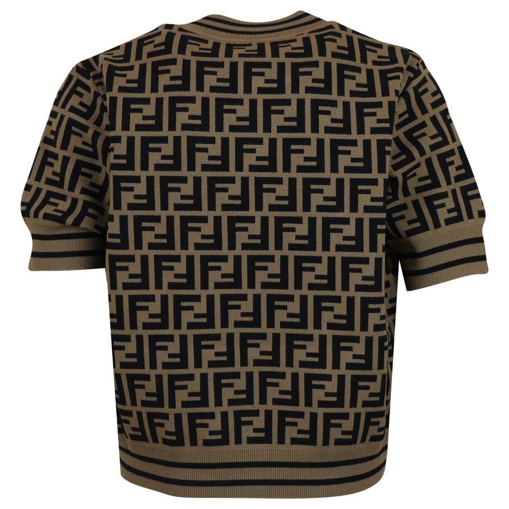 Brown Knitted Short Sleeve Sweater商品第3张图片规格展示