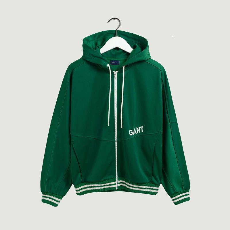 商品Gant|Racquet Club zipped hoodie in recycled cotton and polyester Lavish green Gant,价格¥1429,第1张图片