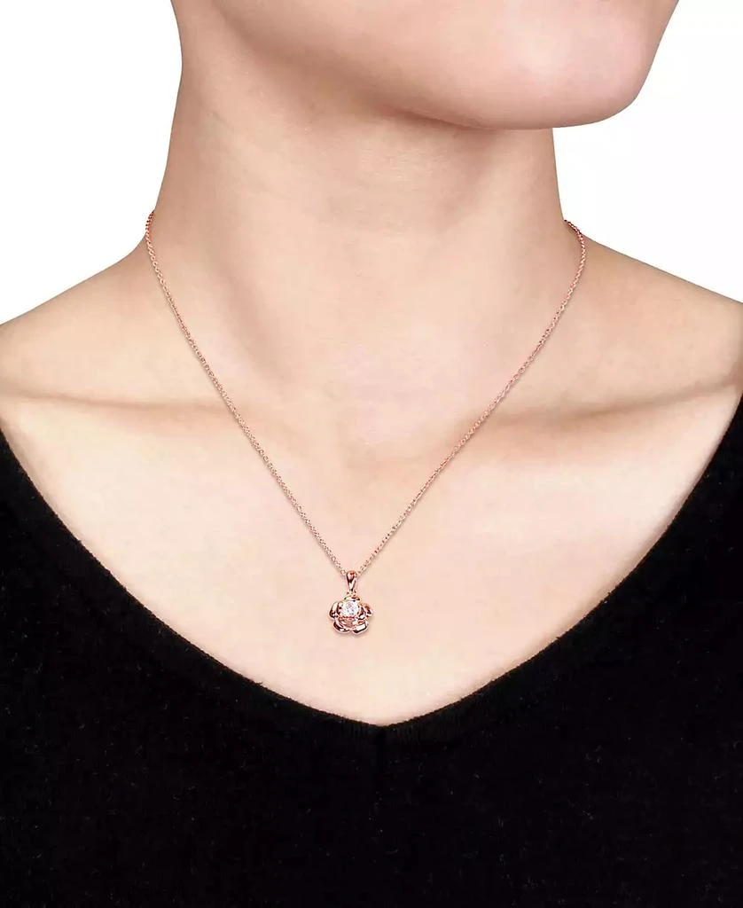 商品Macy's|Lab-Grown White Sapphire Rose 18" Pendant Necklace (1/3 ct. t.w.) in Rose-Plated Sterling Silver,价格¥535,第2张图片详细描述