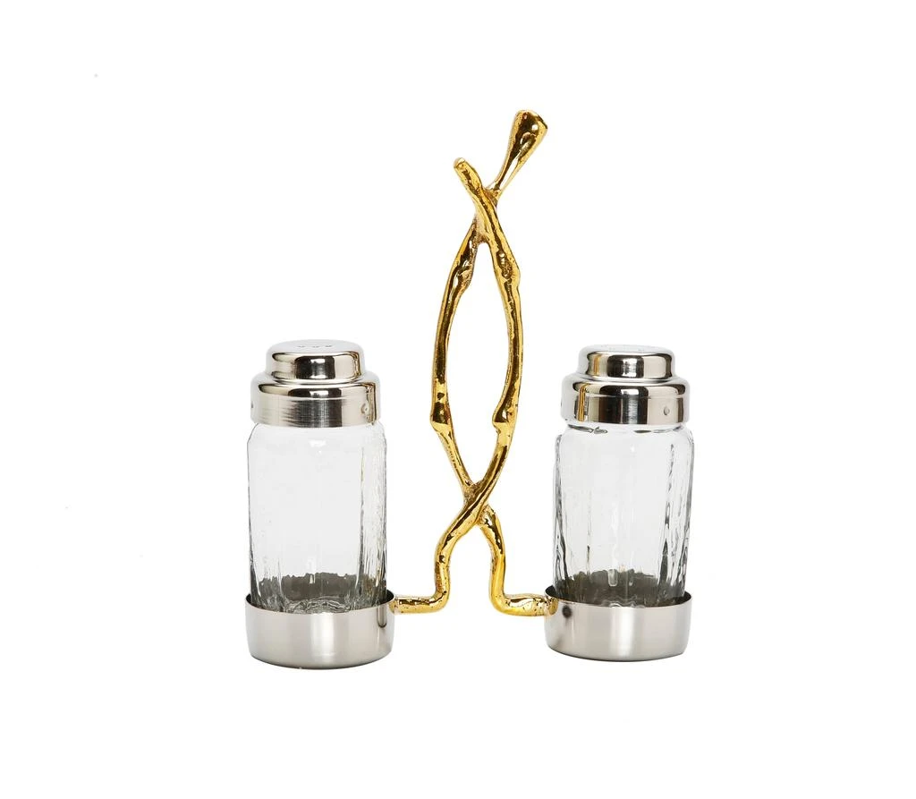 商品Classic Touch Decor|Glass Salt and Pepper Set with Gold Twig Design - 4"L x 2"W x 7.5"H,价格¥432,第3张图片详细描述