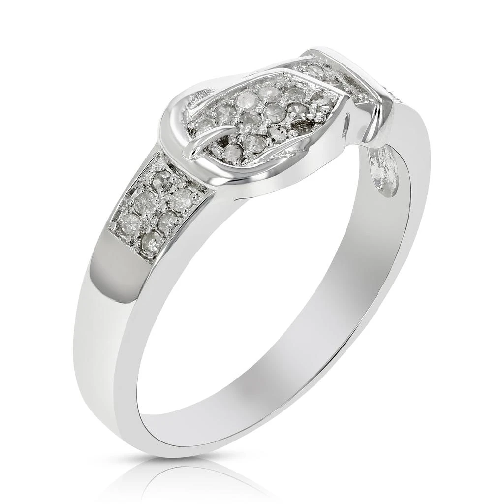 商品Vir Jewels|1/6 cttw Diamond Buckle Ring in .925 Sterling Silver with Rhodium Plating Round,价格¥920,第1张图片