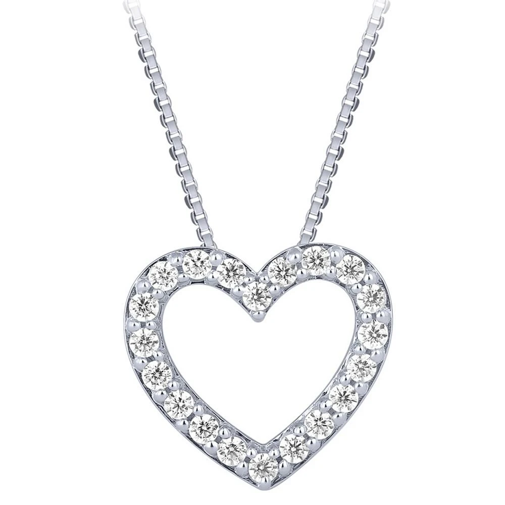 商品Macy's|Diamond Heart Pendant Necklace (1/2 ct. t.w.) in 14k White Gold, 16" + 2" extender,价格¥5100,第1张图片