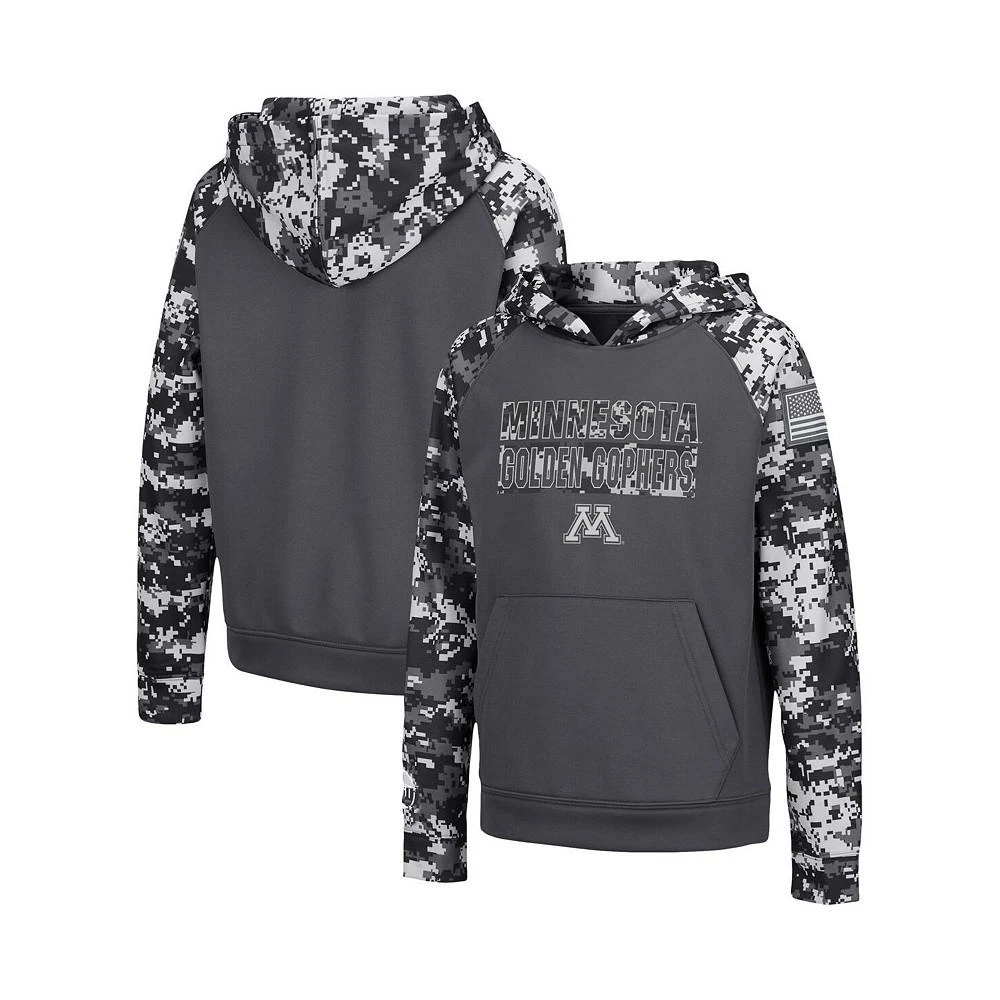 商品Colosseum|Big Boys Charcoal Minnesota Golden Gophers OHT Military-Inspired Appreciation Digital Camo Raglan Pullover Hoodie,价格¥411,第1张图片