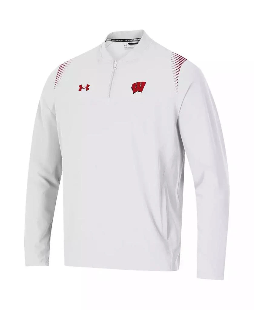 商品Under Armour|Men's White Wisconsin Badgers 2021 Sideline Motivate Quarter-Zip Jacket,价格¥736,第3张图片详细描述