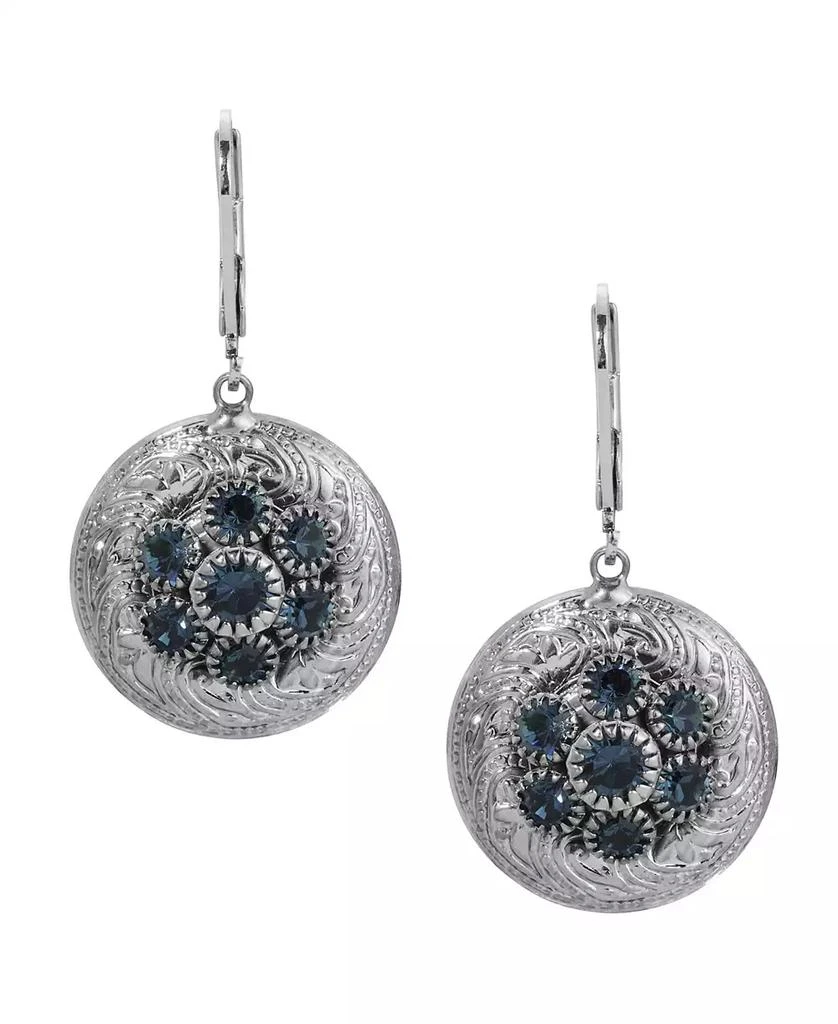 商品2028|Silver-Tone Crystal Round Drop Earrings,价格¥228,第2张图片详细描述