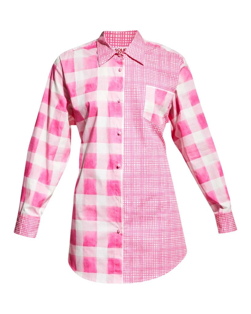 商品Solid & Striped|The Drawstring Oxford Gingham Cutout Tunic,价格¥557,第2张图片详细描述