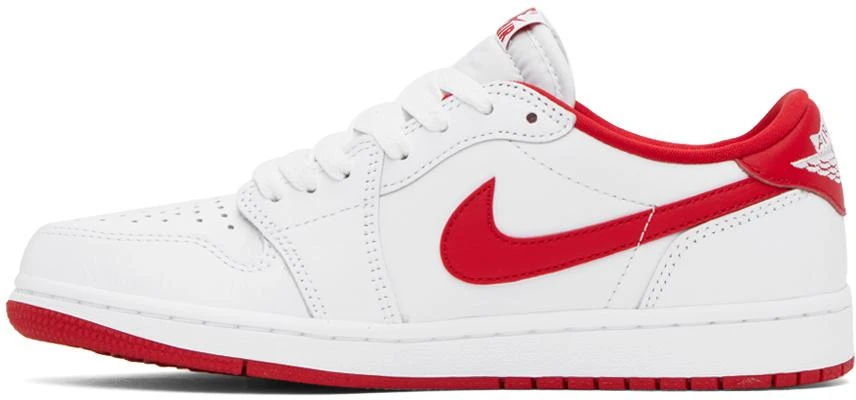 商品Jordan|White & Red Air Jordan 1 Low OG Sneakers,价格¥1104,第3张图片详细描述