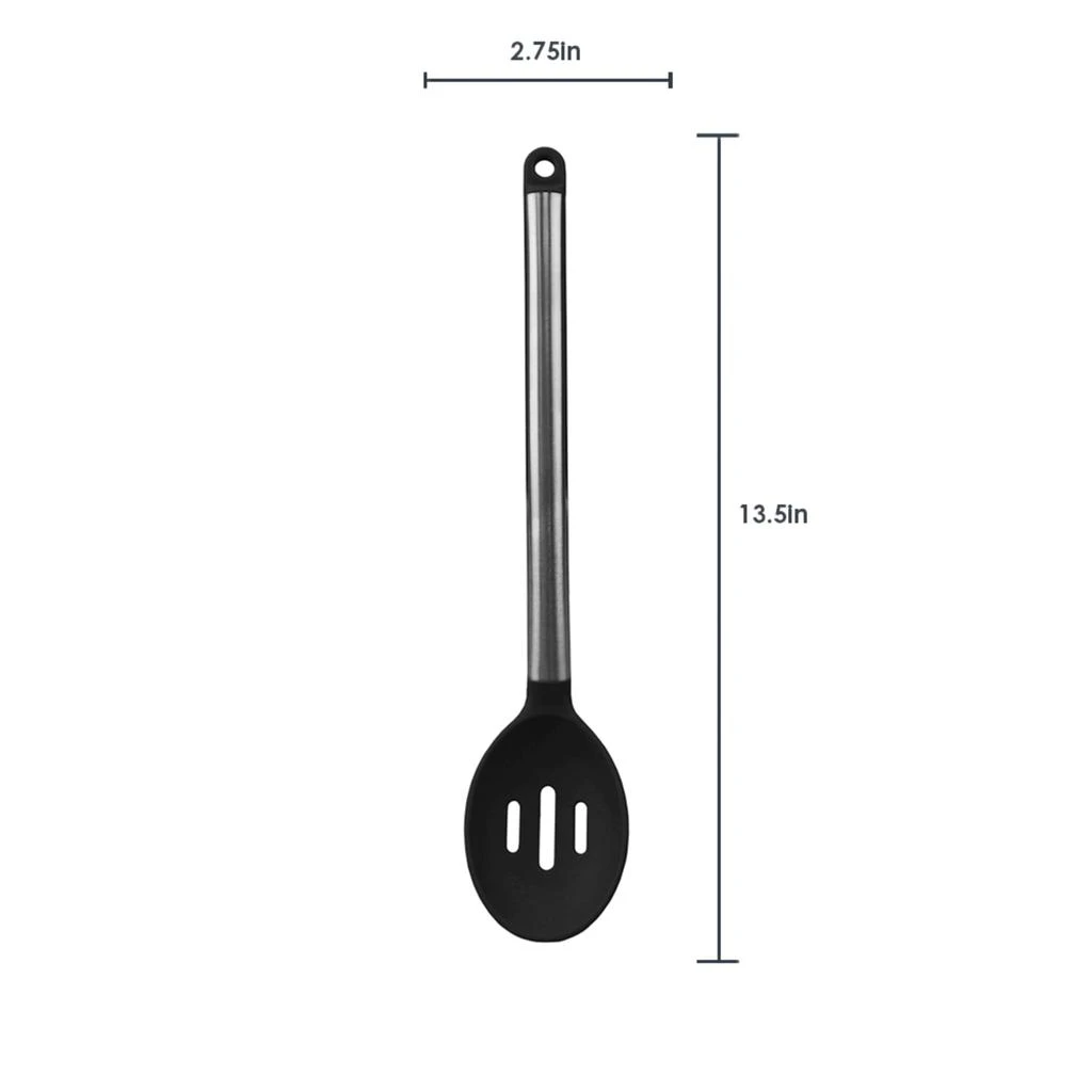 商品Home Basics|Home Basics Stainless Steel Silicone Slotted Spoon, Black,价格¥107,第5张图片详细描述