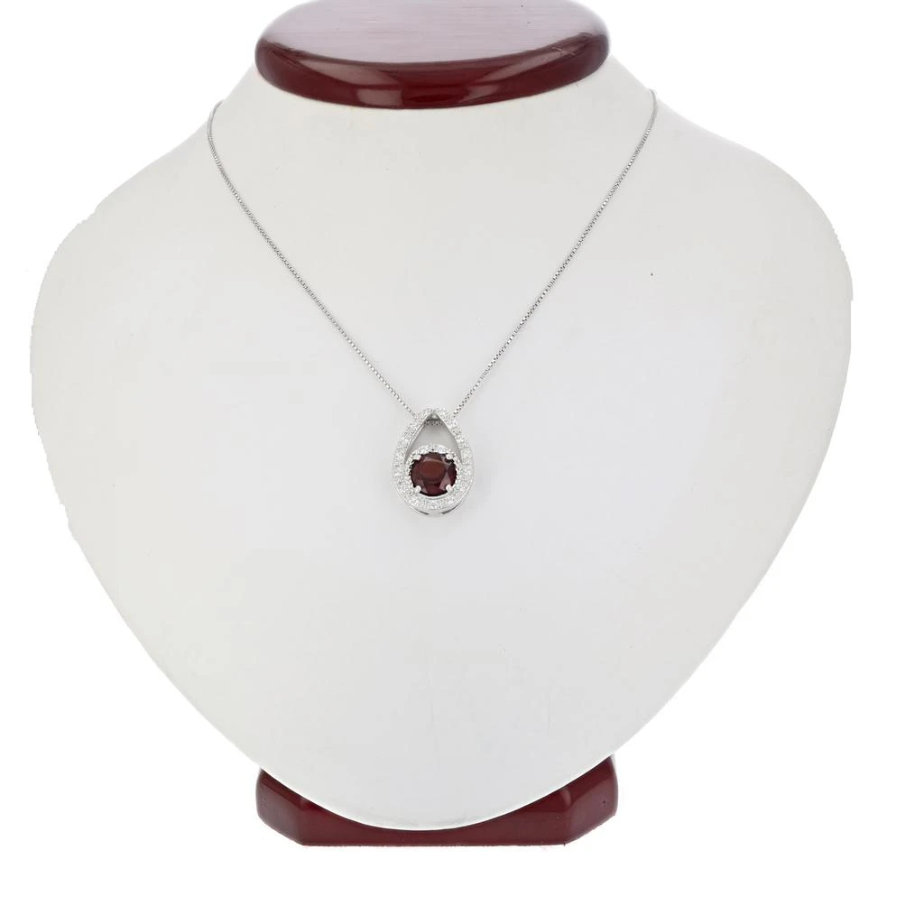 商品Vir Jewels|1.05 cttw Garnet Pendant Necklace .925 Sterling Silver With Rhodium 7 MM Round,价格¥397,第2张图片详细描述