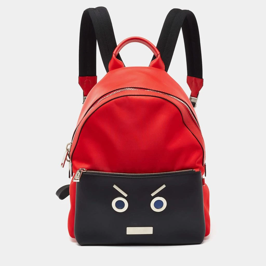 商品[二手商品] Fendi|Fendi Red/Black Nylon and Leather Face No Words Emoticon Backpack,价格¥5074,第1张图片