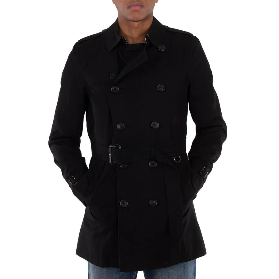 商品Burberry|Men's Black Kensington Mid-length Trench Coat,价格¥5860,第2张图片详细描述