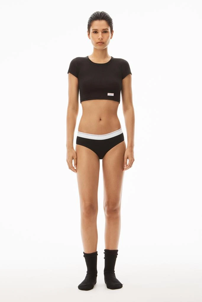 商品Alexander Wang|Cropped Short-Sleeve Tee in Ribbed Cotton Jersey,价格¥305,第5张图片详细描述
