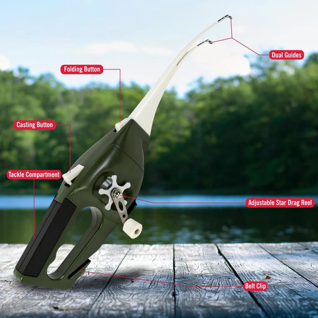 商品Ronco|Pocket Fisherman, Portable Fishing Rod, Foldable Compact Design, Lightweight Rod and Reel for Fishing On-the-Go,价格¥259,第2张图片详细描述