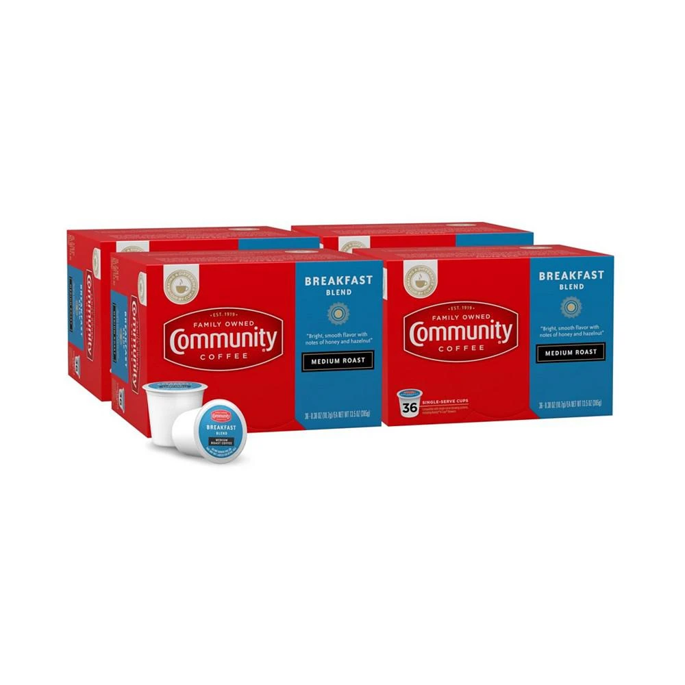 商品Community Coffee|Breakfast Blend Medium Roast Single Serve Pods, Keurig K-Cup Brewer Compatible, 144 Ct,价格¥1000,第1张图片